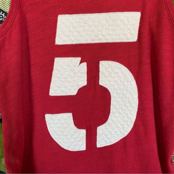 Rag & Bone/ JEAN Red Cast Number "5" Applique Tank Top Size Medium - Picture 4 of 15